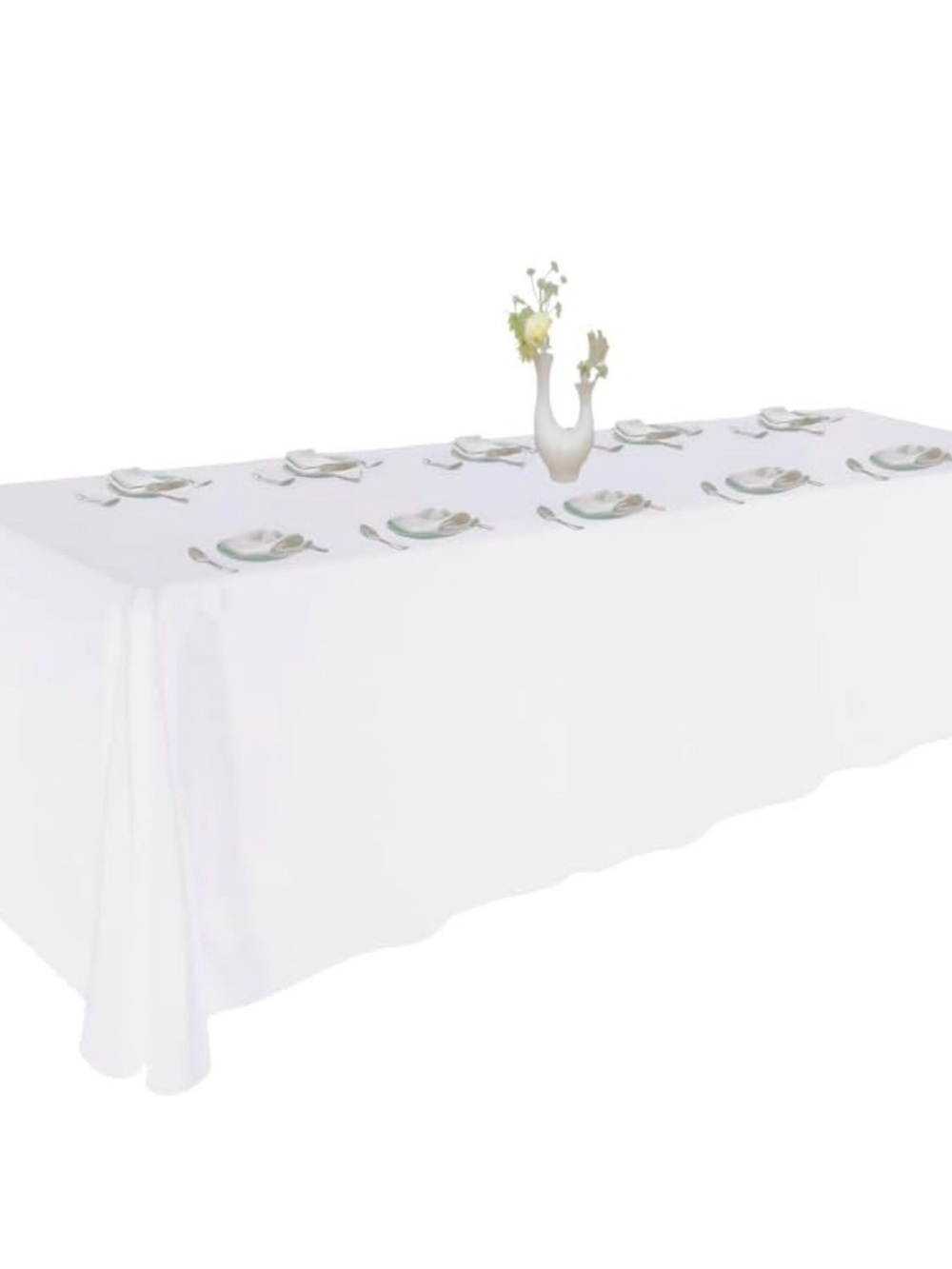 White Tablecloth for 8ft+ Rectangle Tables That Seats 10-12 Person, 156”x90”